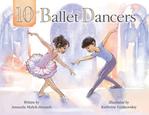 Two young dancers, a girl and a boy, bow to each other on the cover of "10 Ballet Dancers."