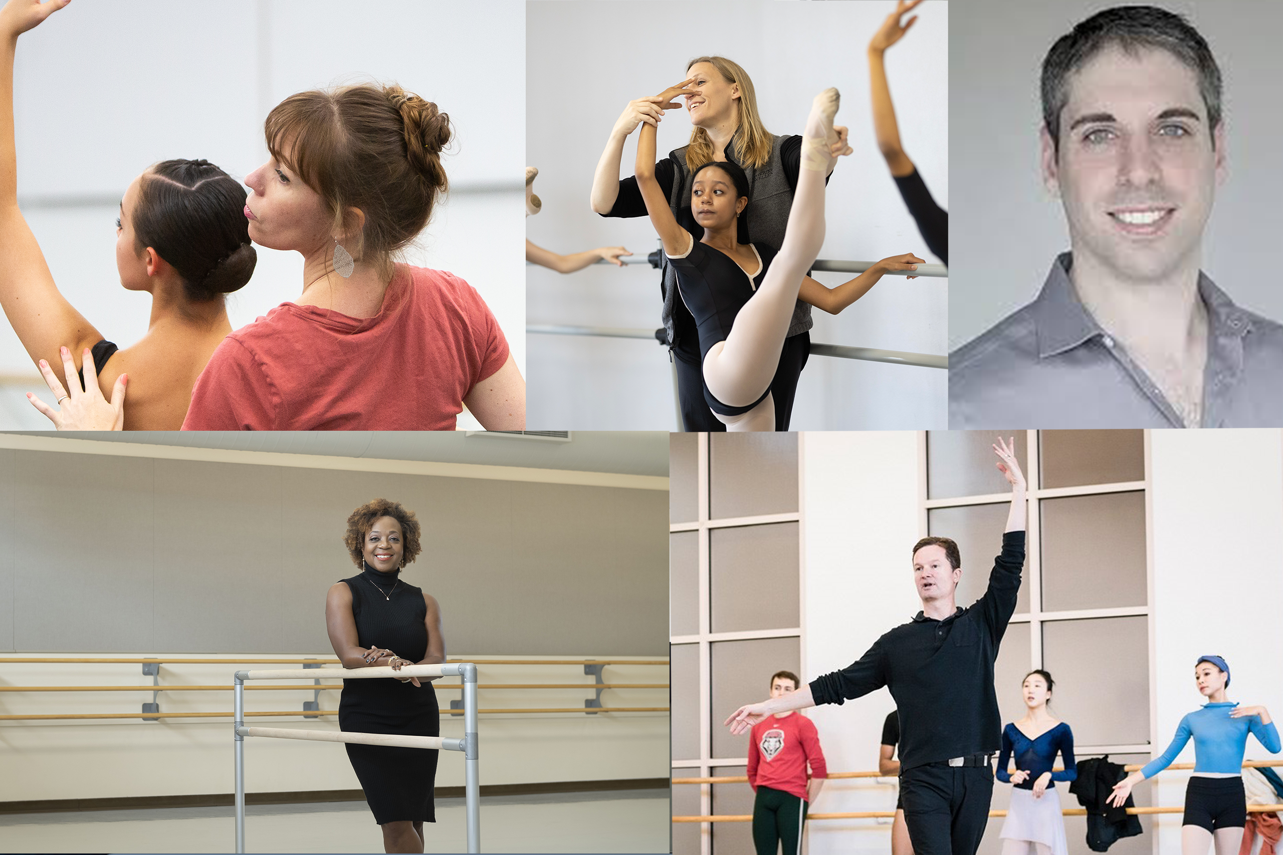 Collage of dance school directors with students