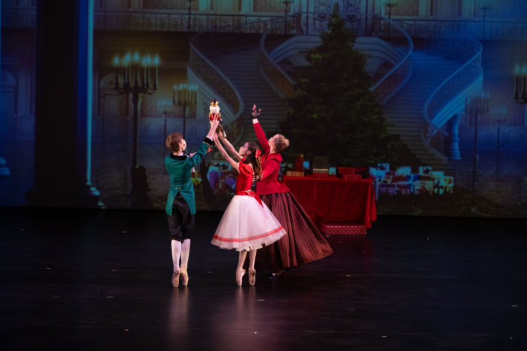 Students of Eisenhower Dance Detroit students performing on stage in The Nutcracker.