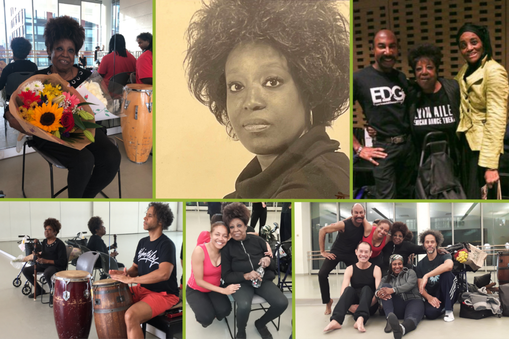 Collage of dance educator Joan Peters with her students
