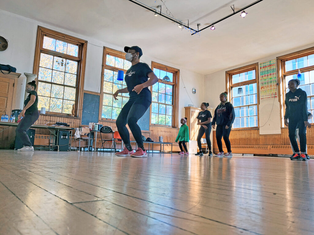 Dance instructor Natasha Truitt leads students through the paces in a danceLogic session.