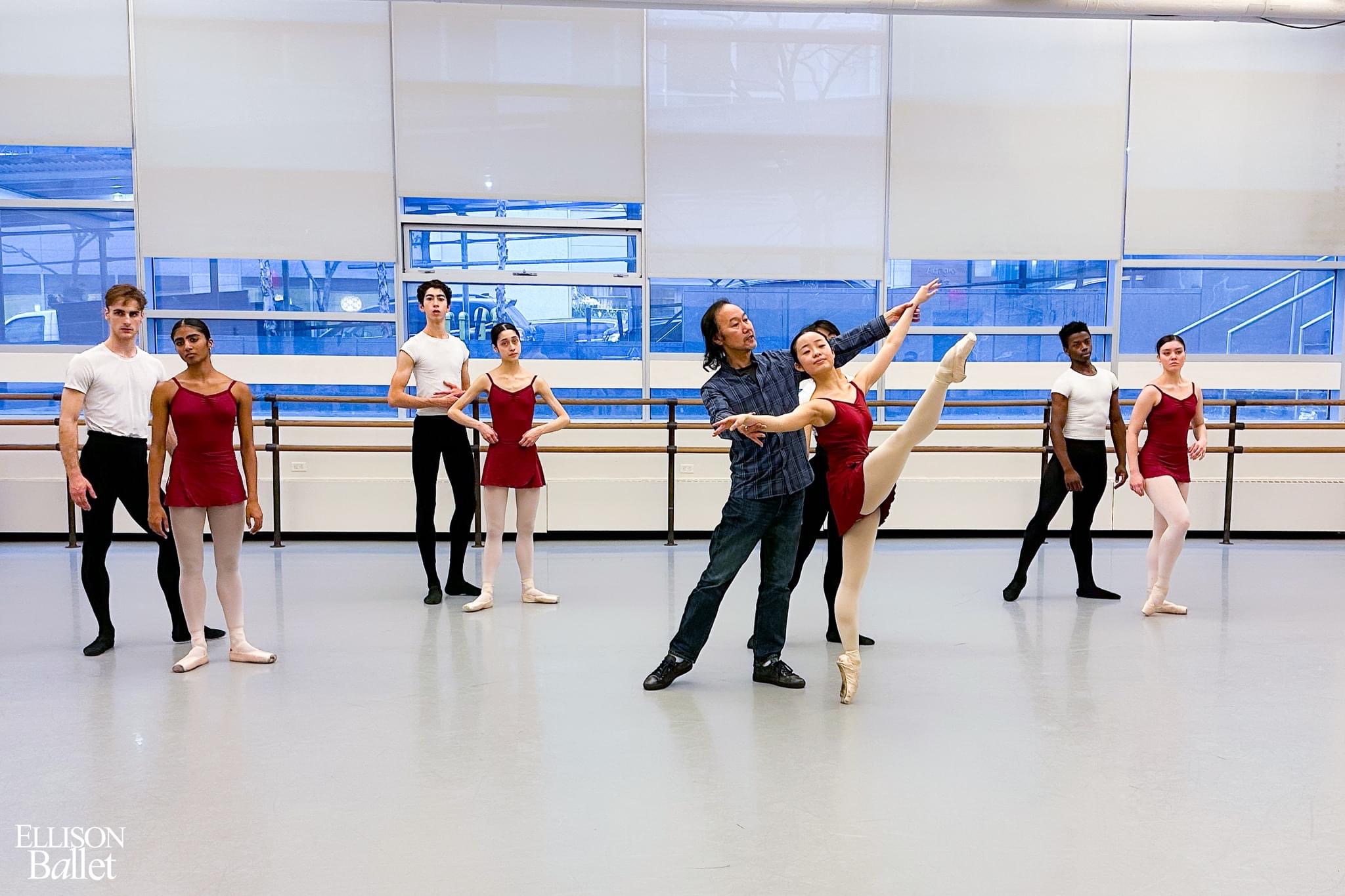 Bat Udval teaches a group of ballet students at Ellison Ballet.