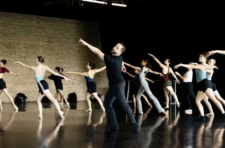 Nick Pupillo teaches a group of ballet students.