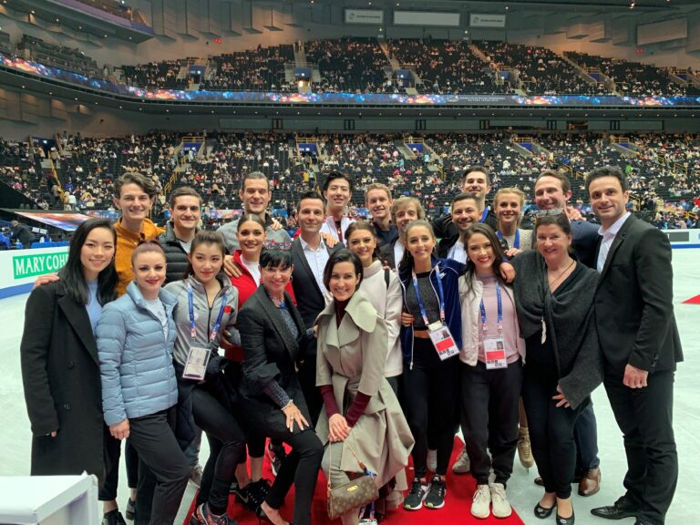 Dance educator Ginette Cournoyer in a group photo at the 2019 World Championships in Japan