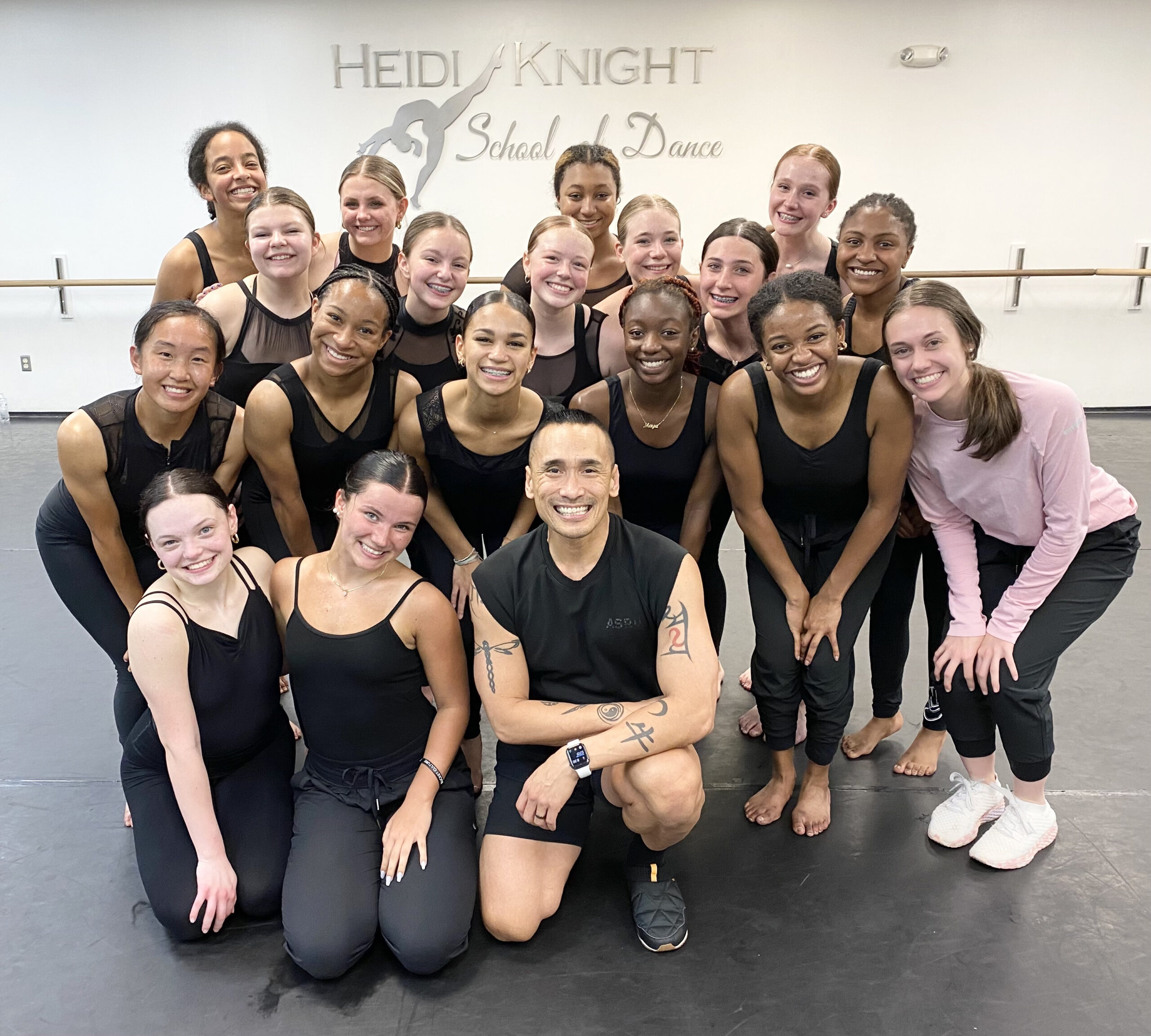 Guest choreographer Francisco Gella (front, center) with students from the Heidi Knight School of Dance.
