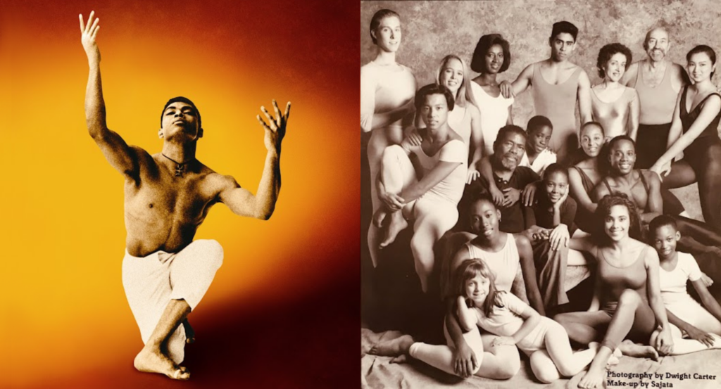Alvin Ailey performing and with students in a photo collage.
