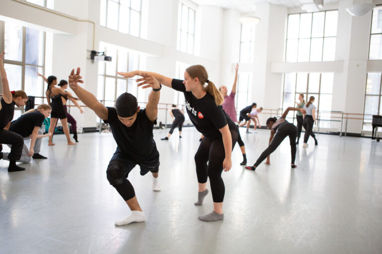 UArts students in an improvisational partnering class during the summer program.