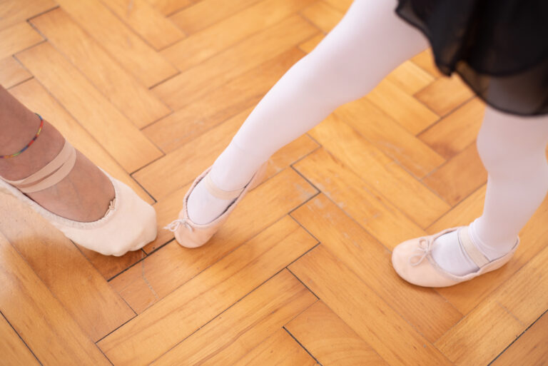 Feet pointed towards each other
