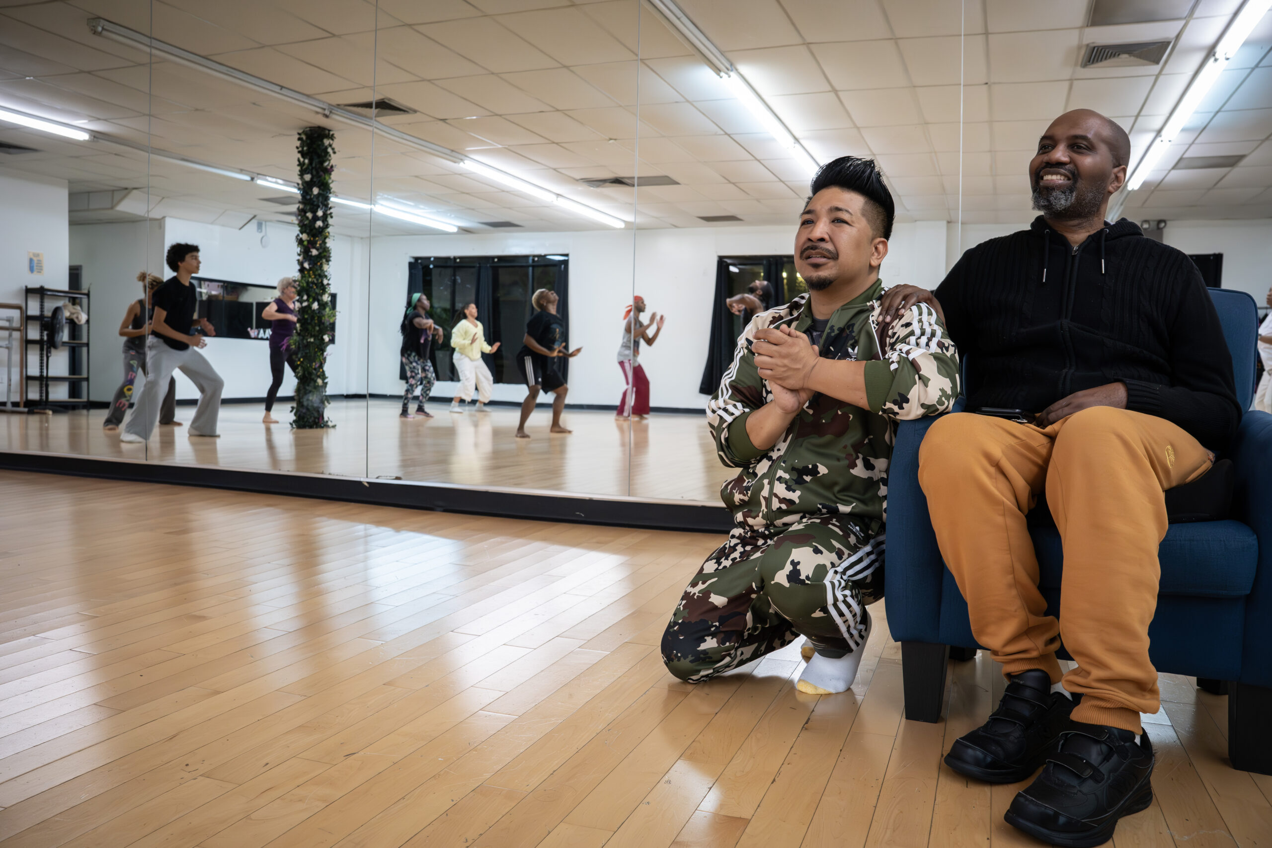 Ronald K. Brown and Arcell Cabuag in the studio.