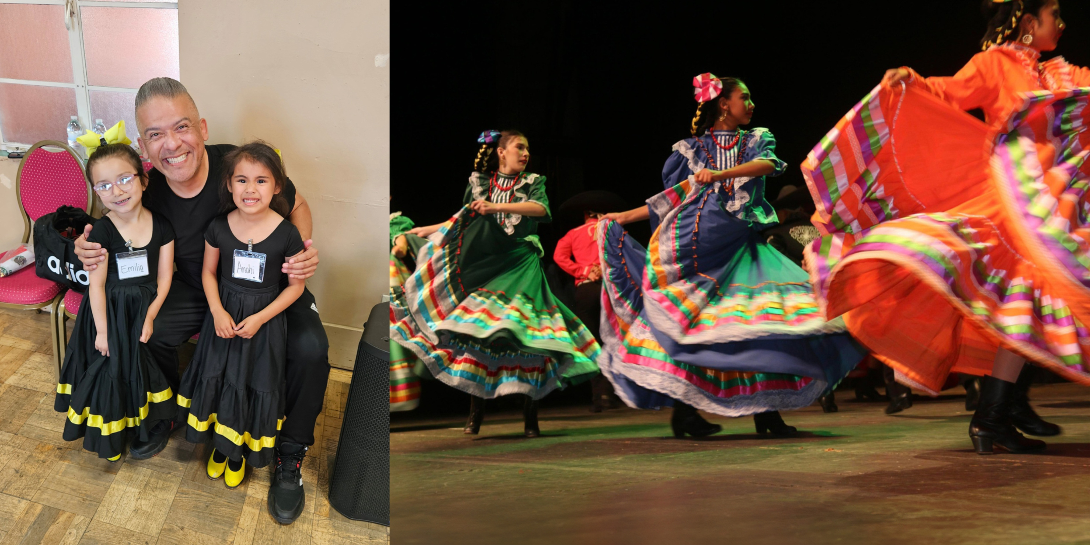 John Gonzalez (left) with his students and dancers of the Gonzalez Dance Academy (right).