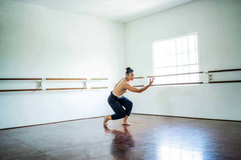 Dancer moving in the studio