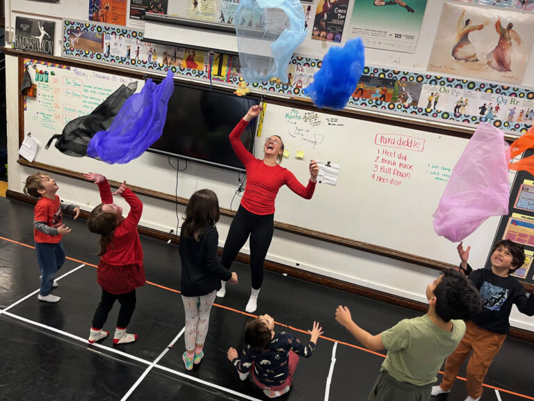 Dance teaching resident Madeline Grande leading a class in a Chicago public elementary school.