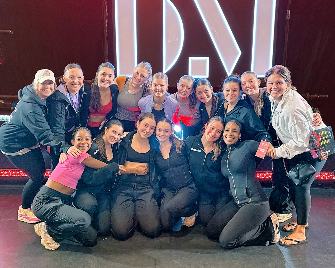 Danielle O’Brien (far right) with dancers from 3D Dance Studio.